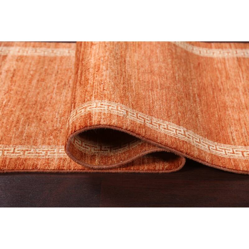 Orange Gabbeh Kashkoli Oriental Runner Rug Hand-knotted Wool Carpet - 2'6" x 8'8"