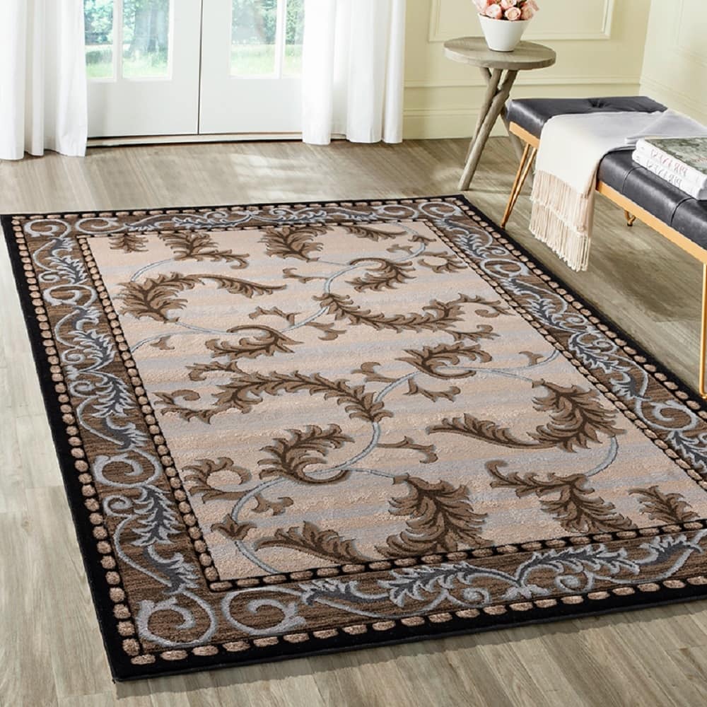 Glamour Cream/Black Polypropylene Area Rug