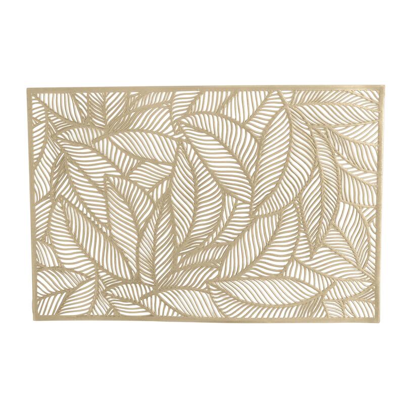 Home Details 4 Pack Pear Leaf Laser Cut Placemat - Gold - 17.7" x 11.8"