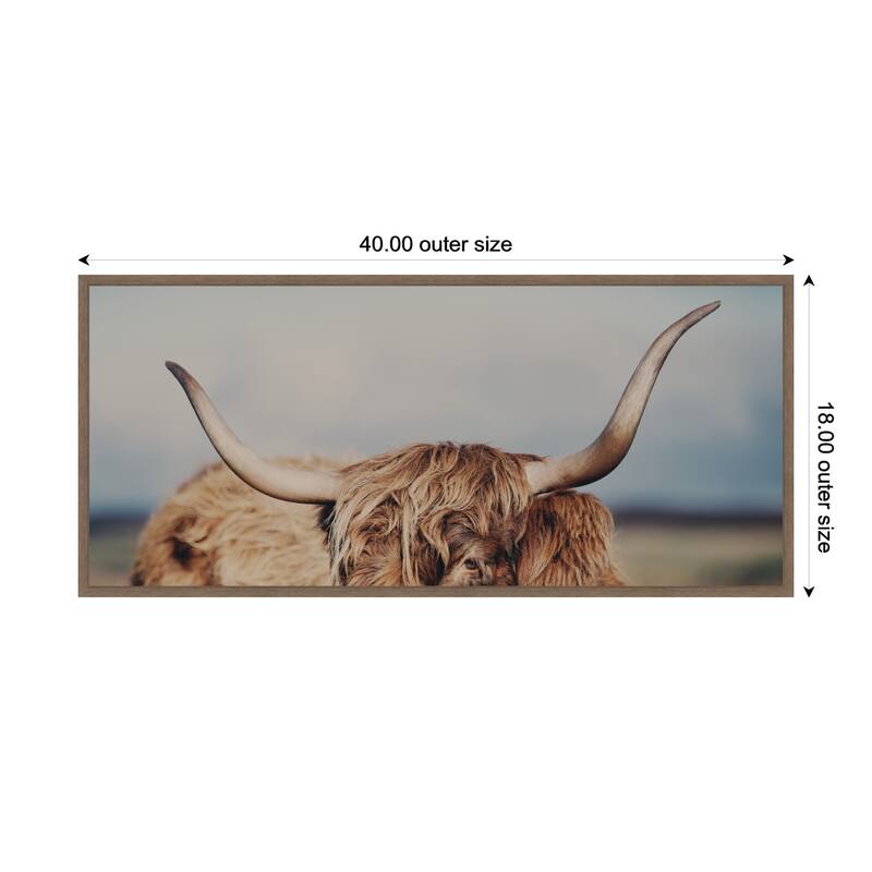 Kate and Laurel Highland Cow IX Close Panel by Laura Evans Framed Canvas Wall Art Print