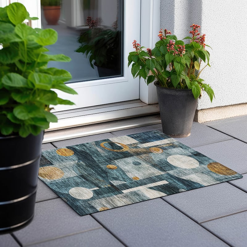 Machine Washable Indoor/ Outdoor Contemporary Deco Chantille Rug