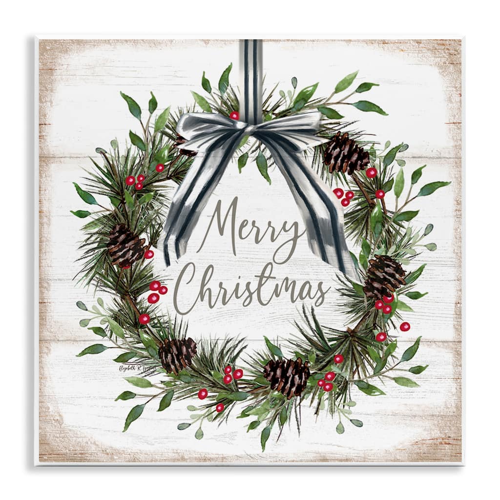 Stupell Rustic Christmas Pinecone Wreath Wall Plaque Art Design By Elizabeth Tyndall