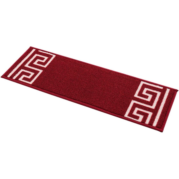Stair Treads Greek Key Meander Design Non Slip Backing, 8.5''X26''