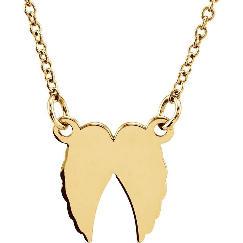 Curata 14k Yellow Gold 16 18 Inch Polished Tiny Posh Religious Guardian Angel Wings Necklace Jewelry Gifts for Women