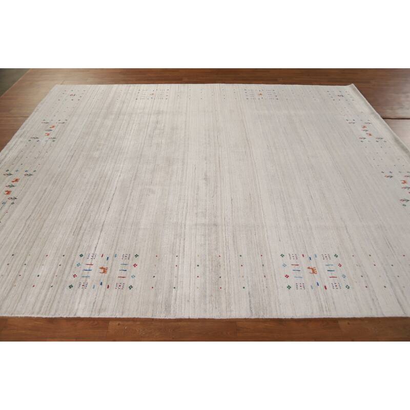 Hand Knotted Oriental 100% Wool Carpet Tribal Tribal Beige & Ivories Gabbeh Area Rug - 9' 11'' X 8' 0''