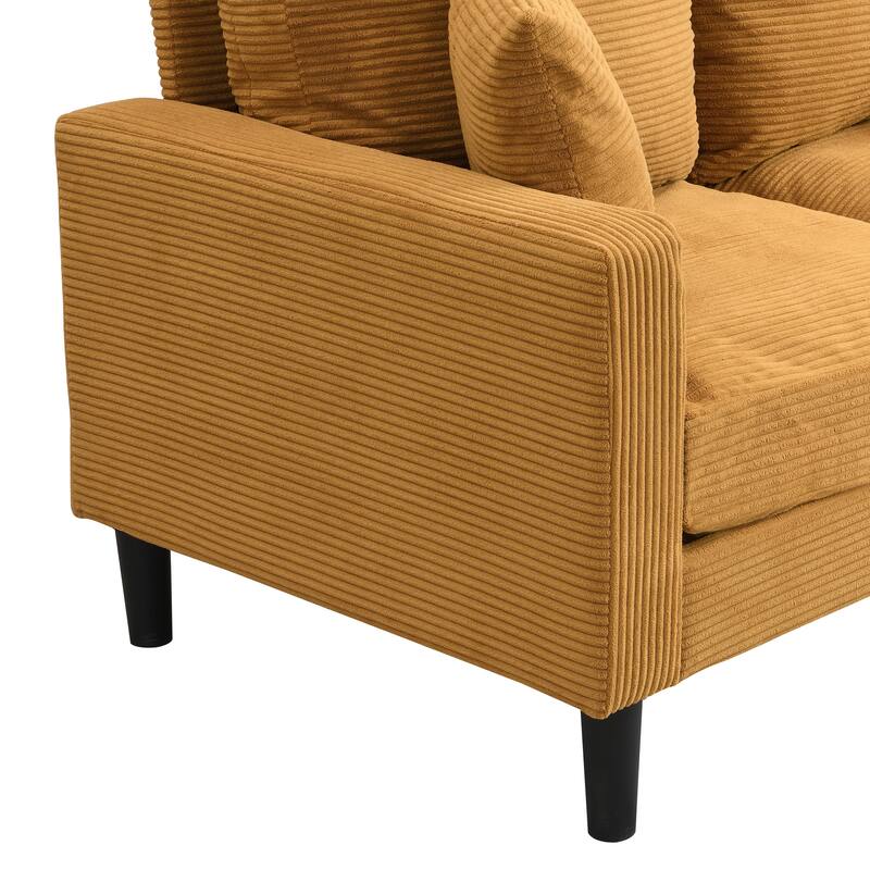 5-Seat Corduroy Sofa Set (3+2) with Sponge Cushions & Hardwood Frame