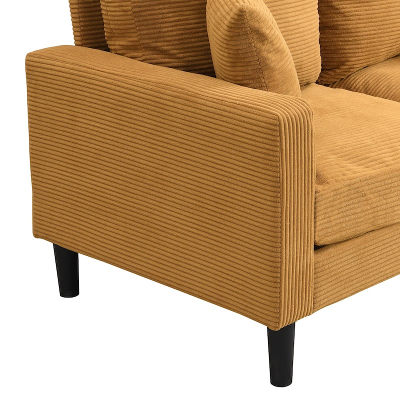 Loveseat Sofa with Wooden Frame, 2 Seat Sofa with 2 Toss Pillows, Upholstered Deep Seat Sofa with Square Armrest