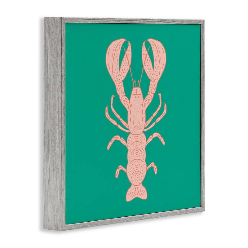 Stupell Minimal Pink & Green Lobster Framed Giclee Art Design By Sazerelli Designs