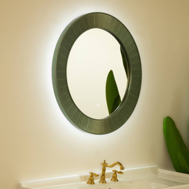 Cyclis Thick Green Frame PU Art Decorative Mirror - Bathroom, Bedroom, Living Room - Green,Silver