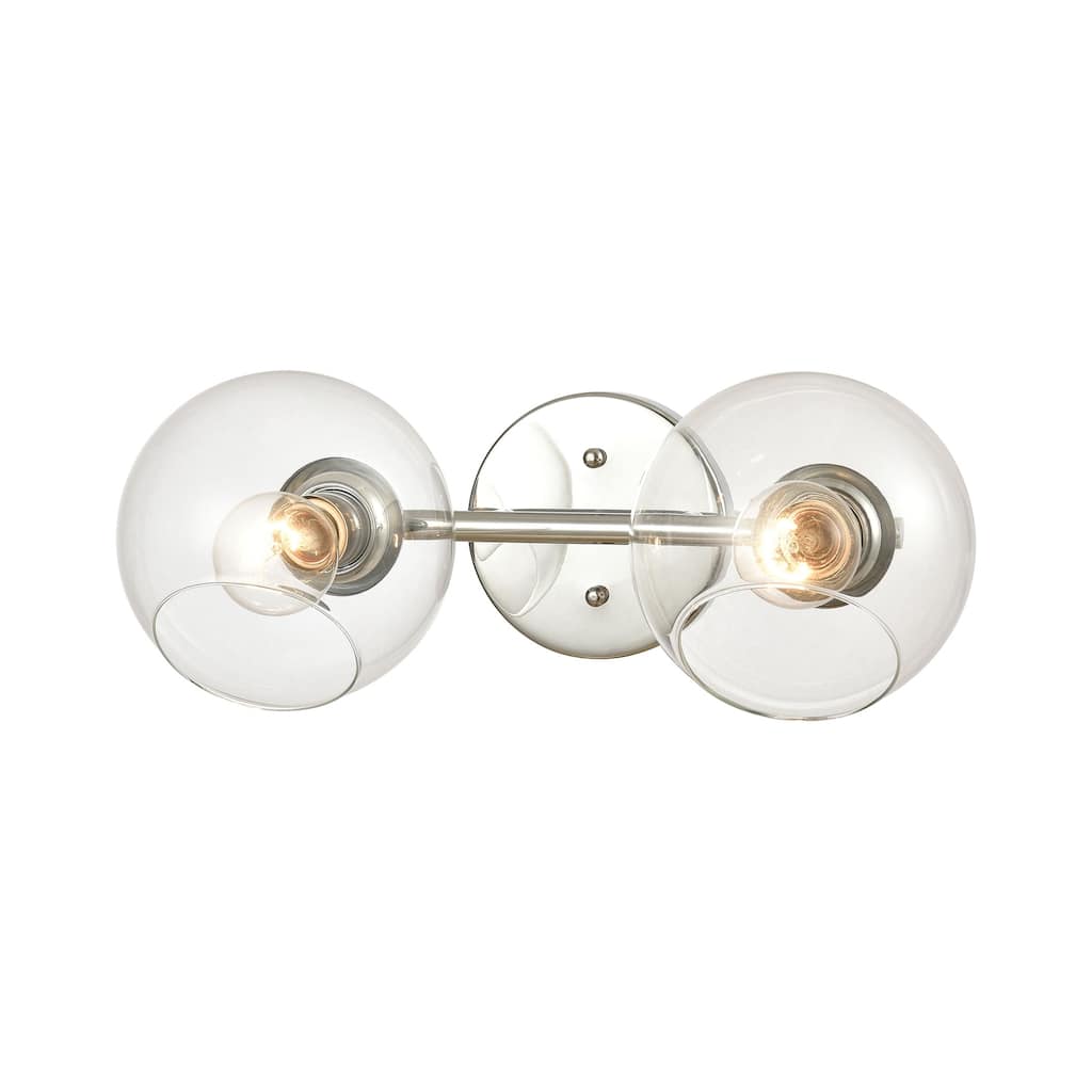 Claro 16-inch Wide 2-Light Vanity Light in Polished Chrome