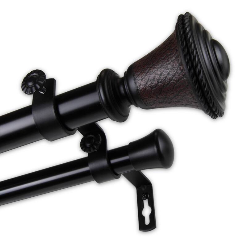 InStyleDesign Sheridan 1 inch Diameter Adjustable Double Curtain Rod - 120 to 170 inches - Black