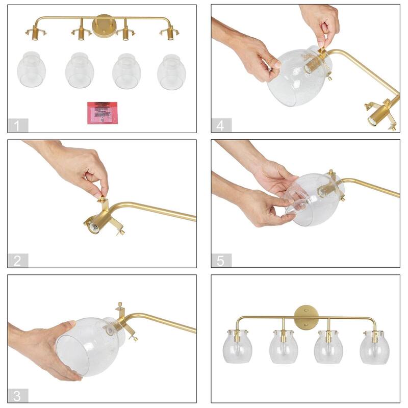 2/3/4-Light Modern Gold Bathroom Vanity Light Dimmable Seeded Glass Wall Sconces