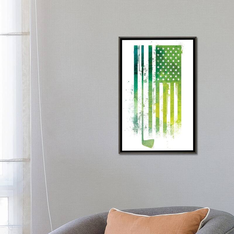 iCanvas "Golf Sports Flag" by 5by5collective Framed