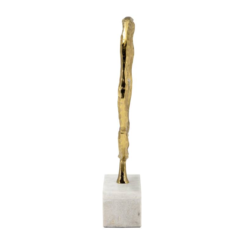 Metal/Marble, 21"H Double Ring Accent, Gold, Round, 21"H, Solid Color - 13" x 4" x 21"