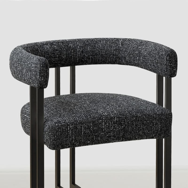 24" Seat Height Upholstered Tweed Solid Back Counter Stool