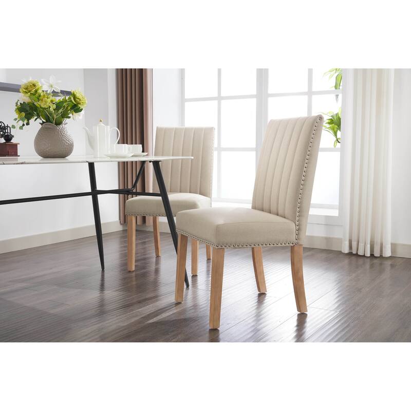 Porthos Home Aiden Fabric Dining Chairs with Rubberwood Legs, Set of 2