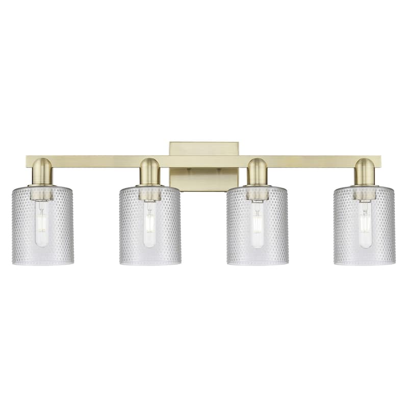 Innovations Lighting 716-4W-11-32 Cobbleskill Vanity Cobbleskill 4 - Antique Brass / Clear