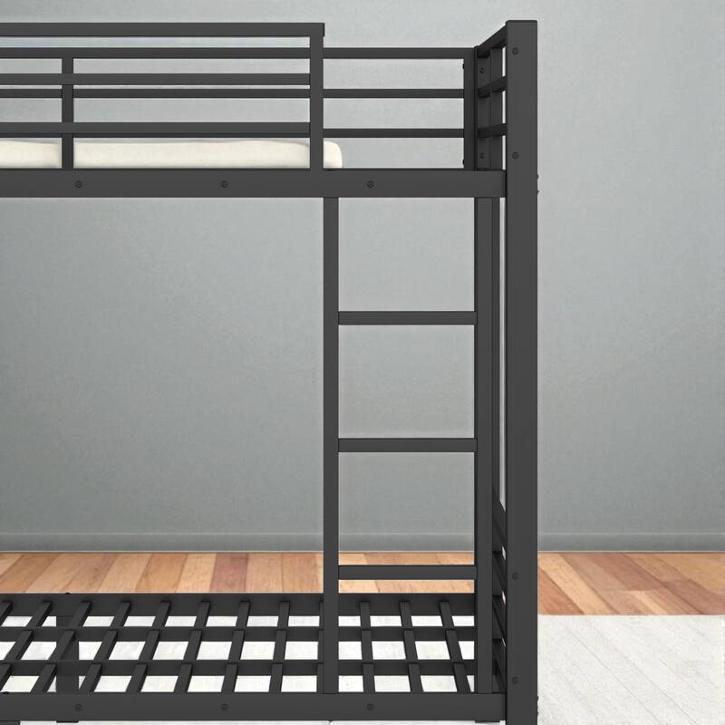 Full over Full / Queen over Queen Metal Bunk Bed with Shelves, Drawers and Pegboard Storage