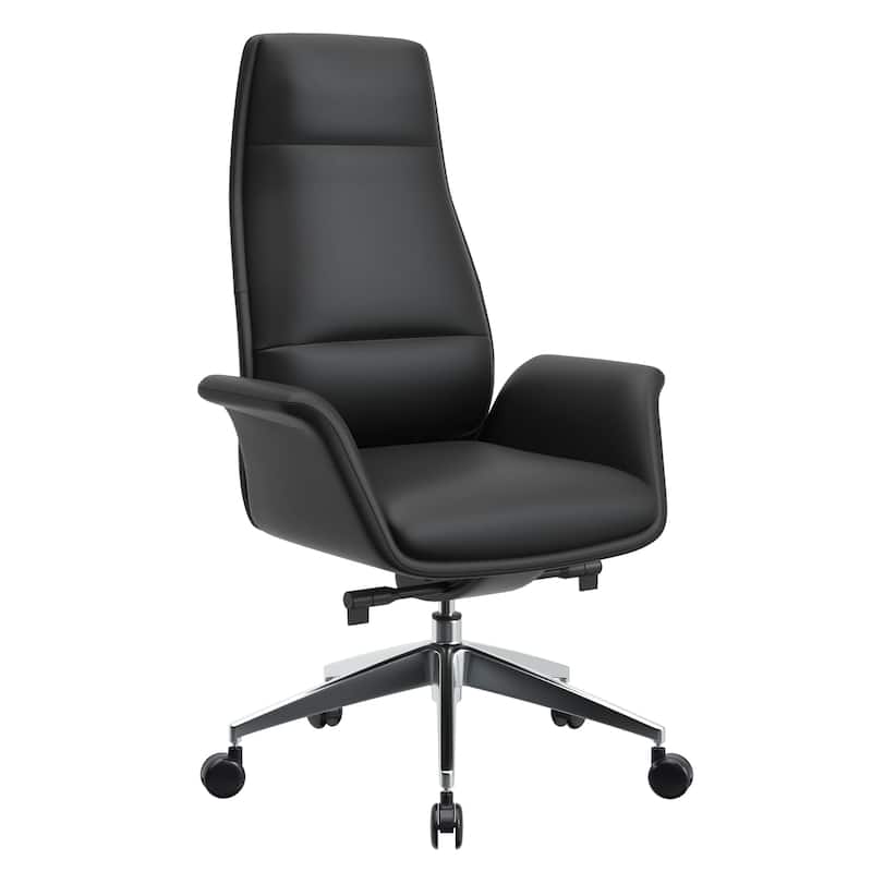 Summit High-Back Leather Office Chair with Swivel and Tilt - Black
