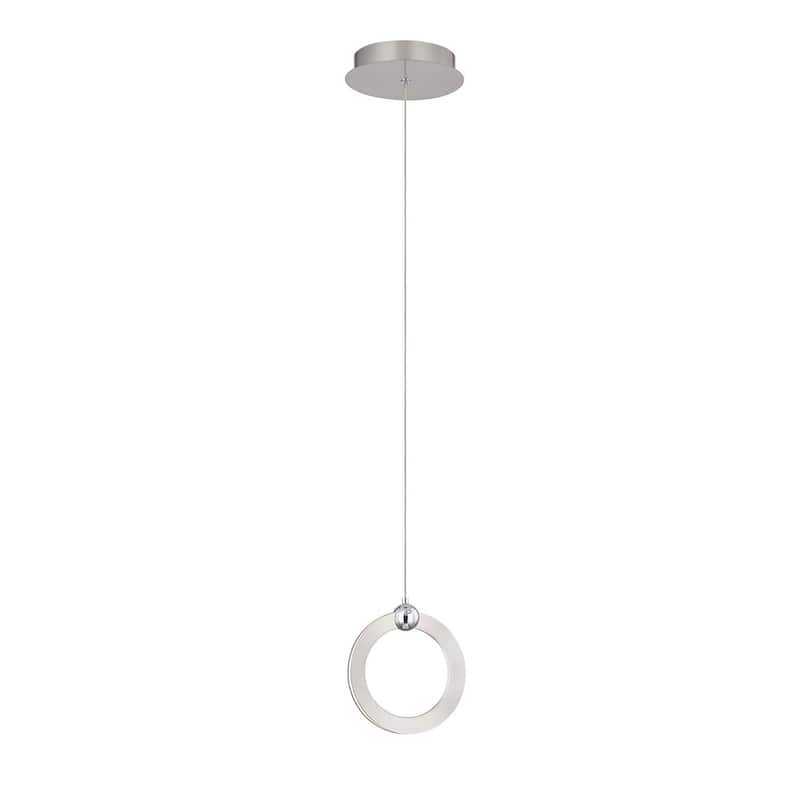 Justice Design Group Hermosa LED 1-Light Mini-Pendant - Brushed Nickel w/ Chrome Accents Finish - Brushed Nickel, Chrome Accents