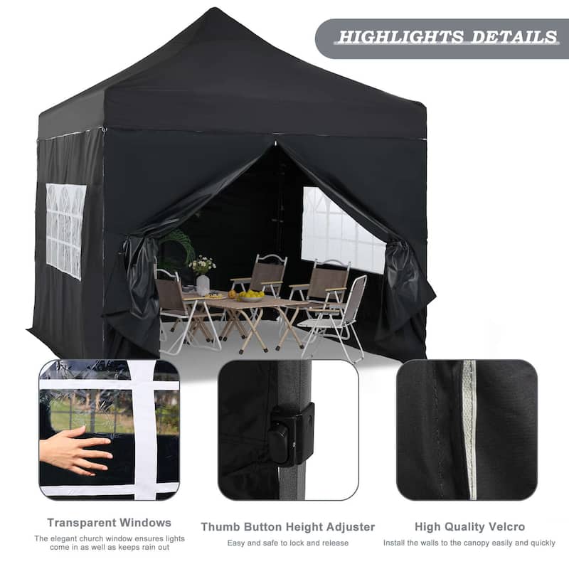 Aoodor 10' x 10' Pop Up Canopy with Church Windows Sidewalls - 10x10ft