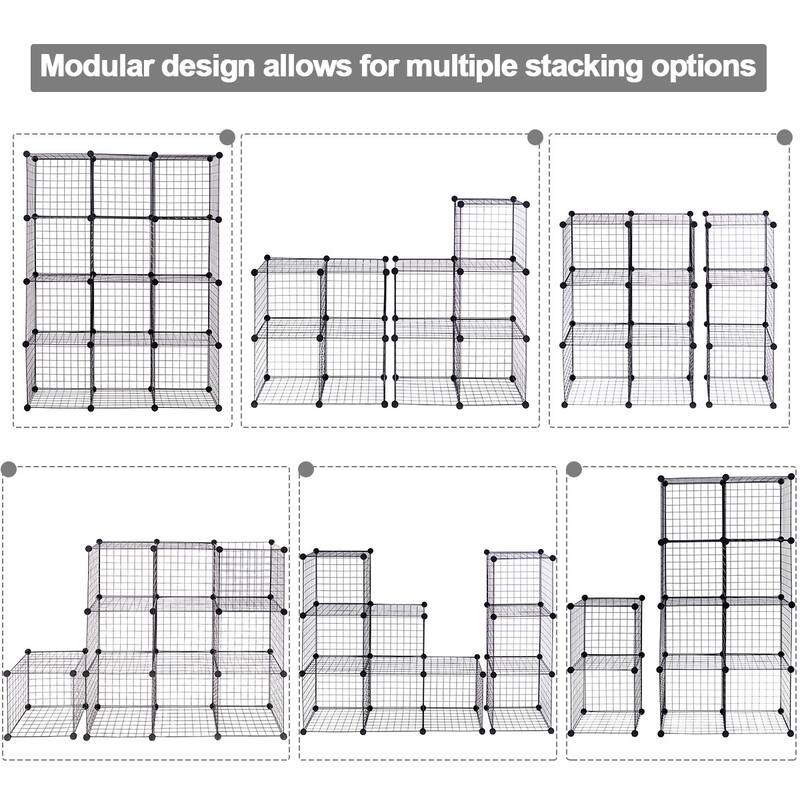 DIY 12 Cube Grid Wire Cube Shelves - 13.8" x 13.8"(L x W)