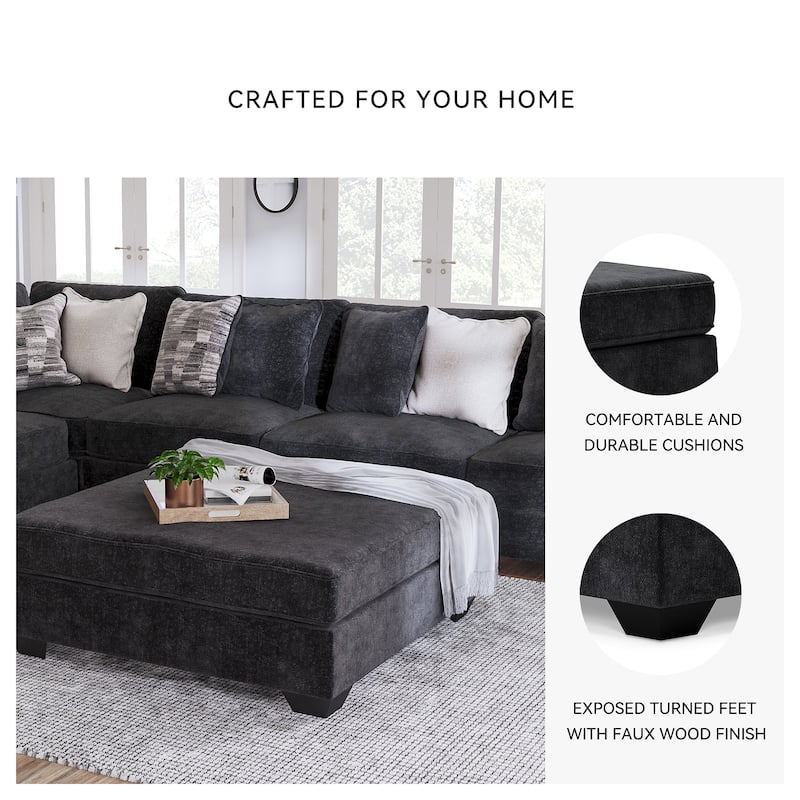 Signature Design by Ashley​ Lavernett Contemporary Oversized Accent Ottoman, Dark Gray