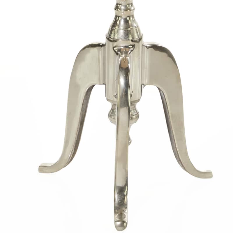 Aluminum Metal Small Hammered Accent Table with Scroll Legs - Silver - Roche River Decor - 15"W x 15"L x 22"H