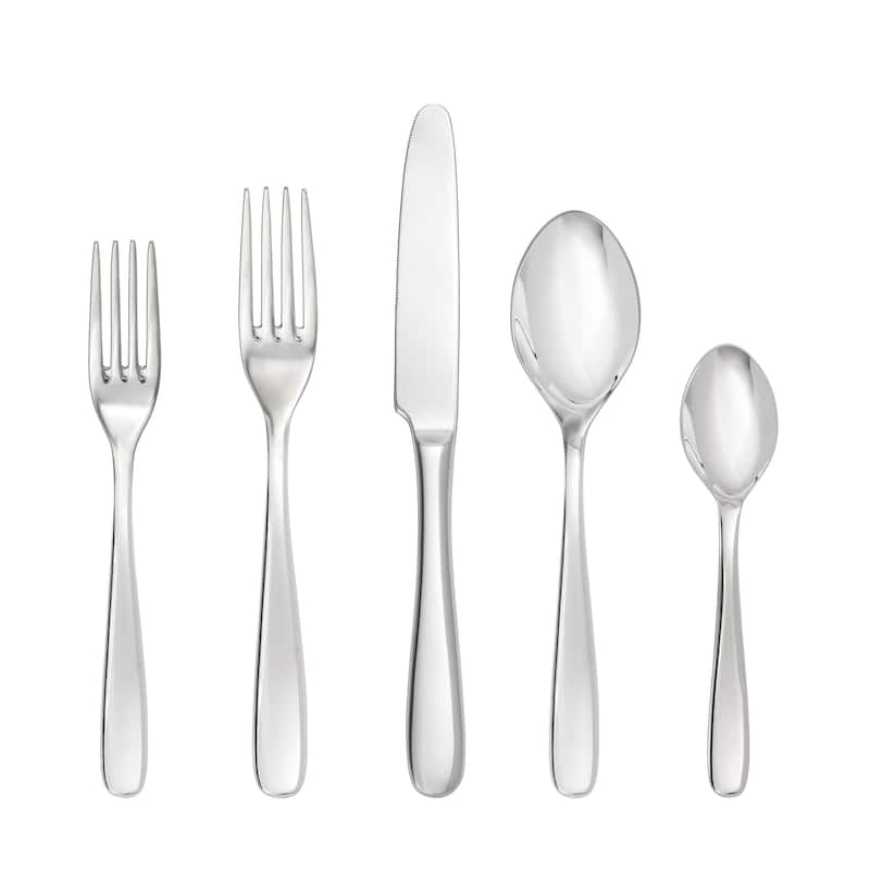 Fortessa Grand City 18/10 Stainless Steel, 5PC Flatware Set (Service for 1), Silver