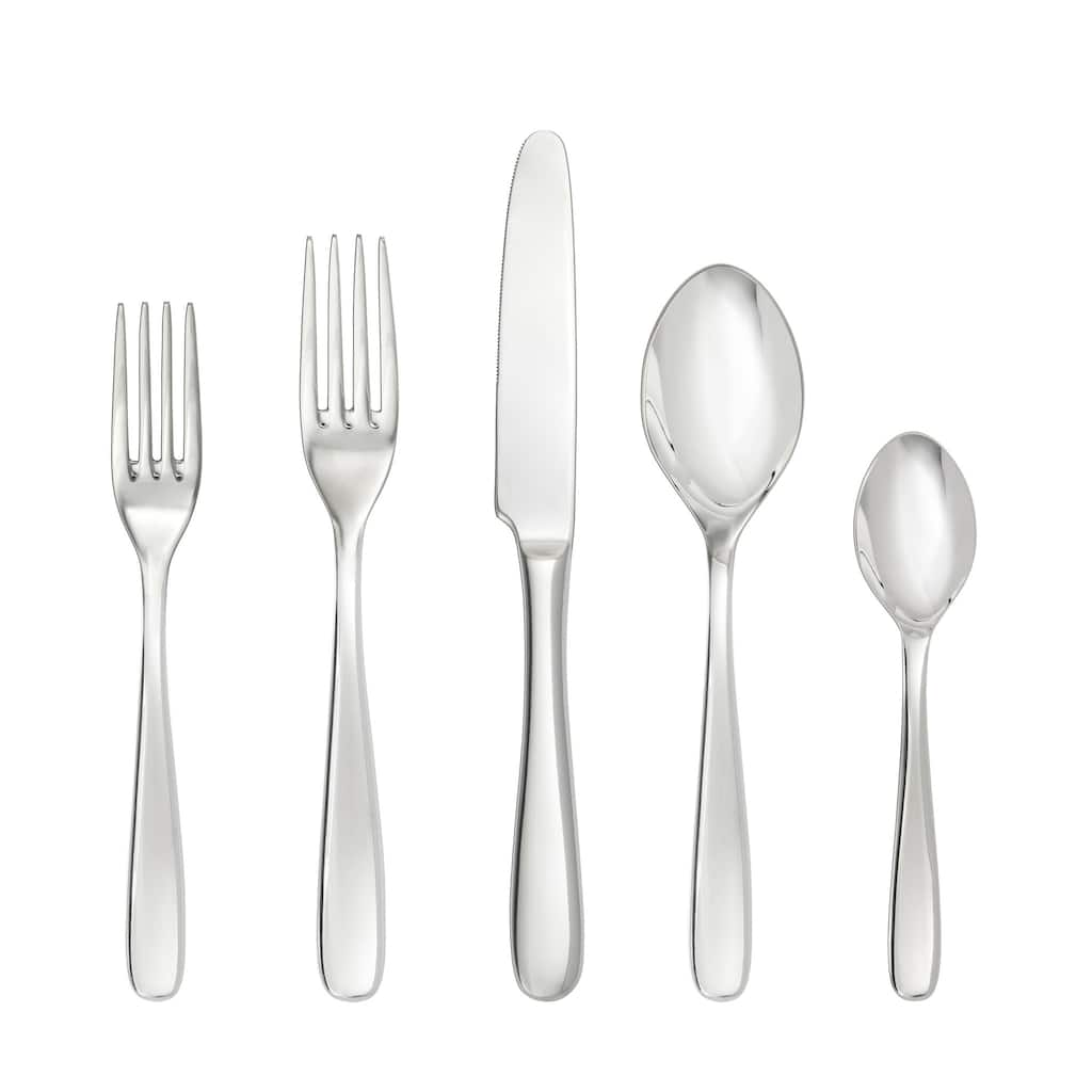 Fortessa Grand City 18/10 Stainless Steel, 5PC Flatware Set (Service for 1), Silver