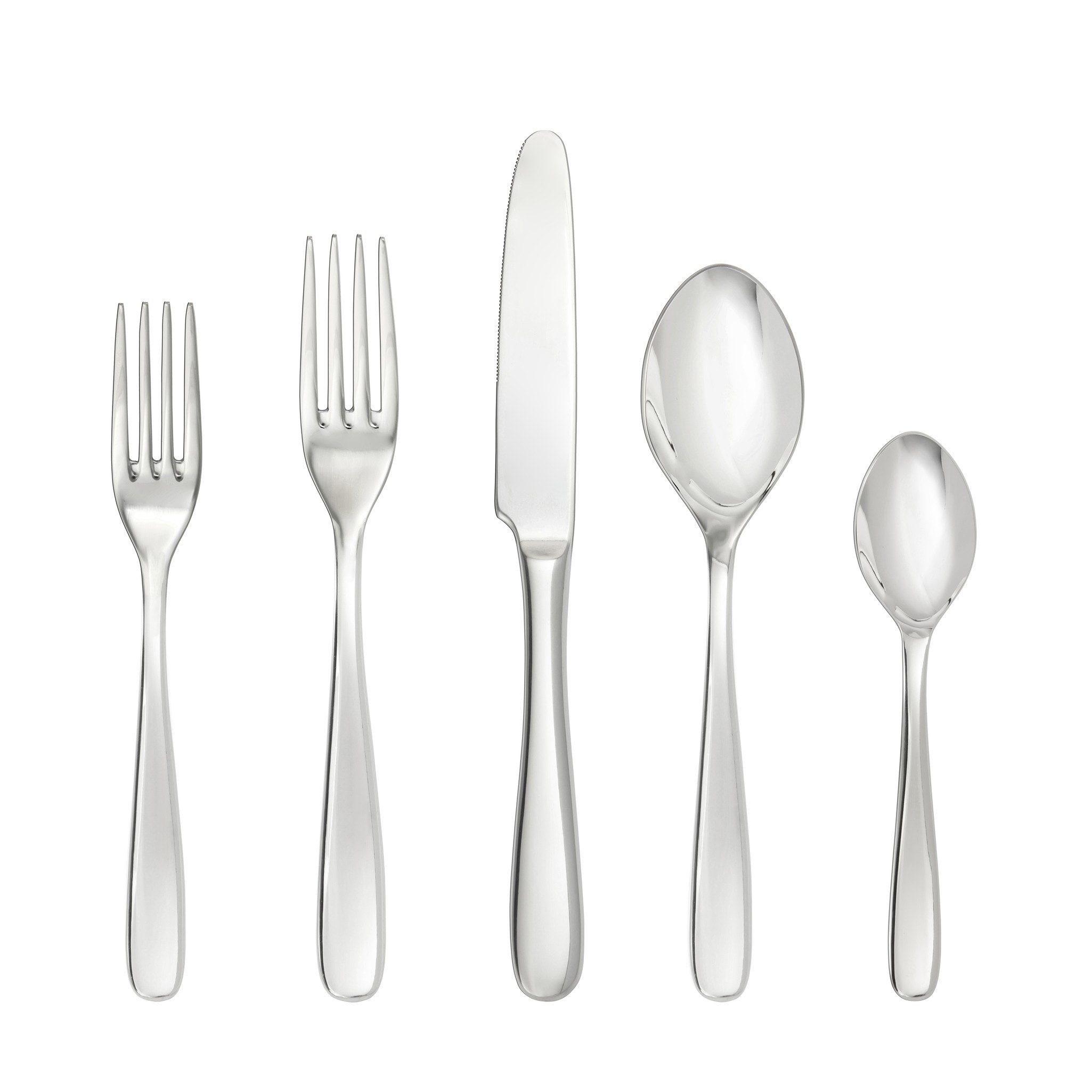 Fortessa Grand City Sandblasted 18/10 Stainless Steel, 5 Piece Flatware Set (Service for 1), Sandblasted Silver