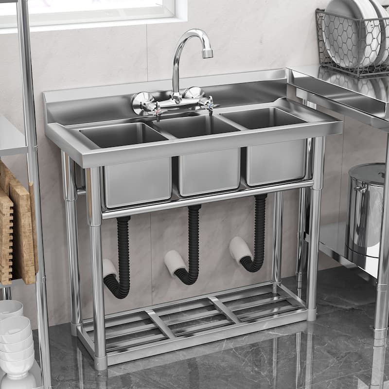 Stainless Steel Commercial Kitchen&Laundry Sink - Silver