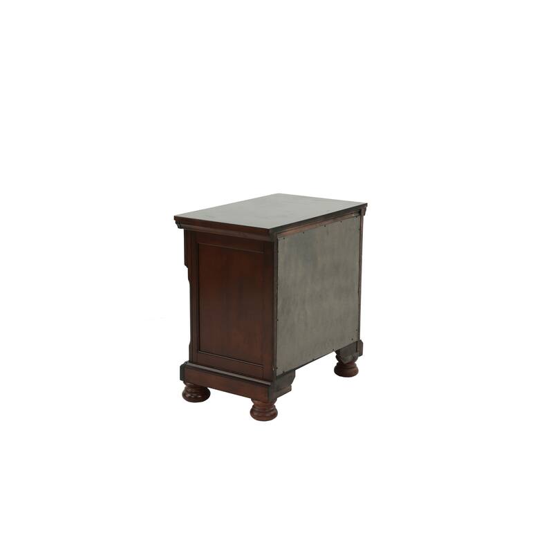 Antique Cherry Wood Nightstand, 2-Drawer Bedside Table for Bedroom, Elegant Traditional Style