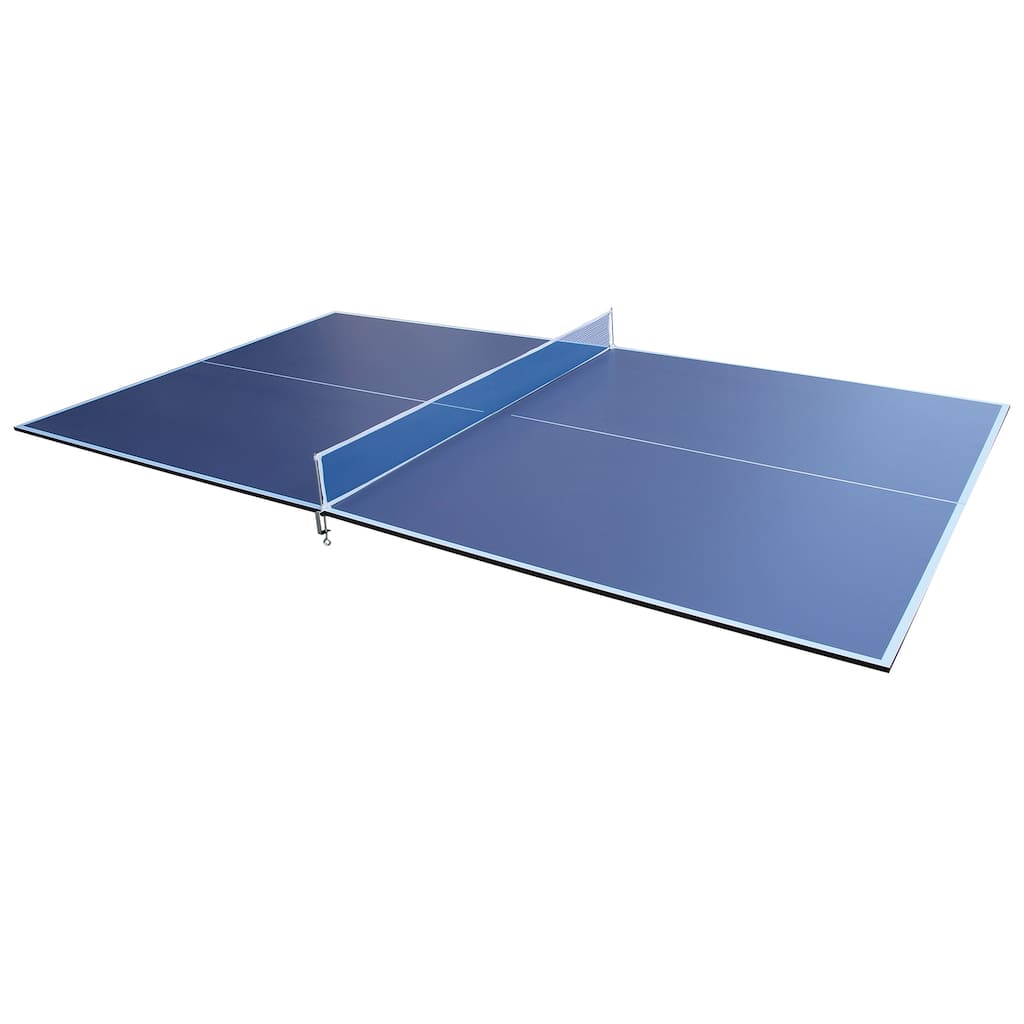 108”L x 60”W Blue Foldable Table Tennis Conversion Top with Net and EVA Foam Pads - 108”L x 60”W