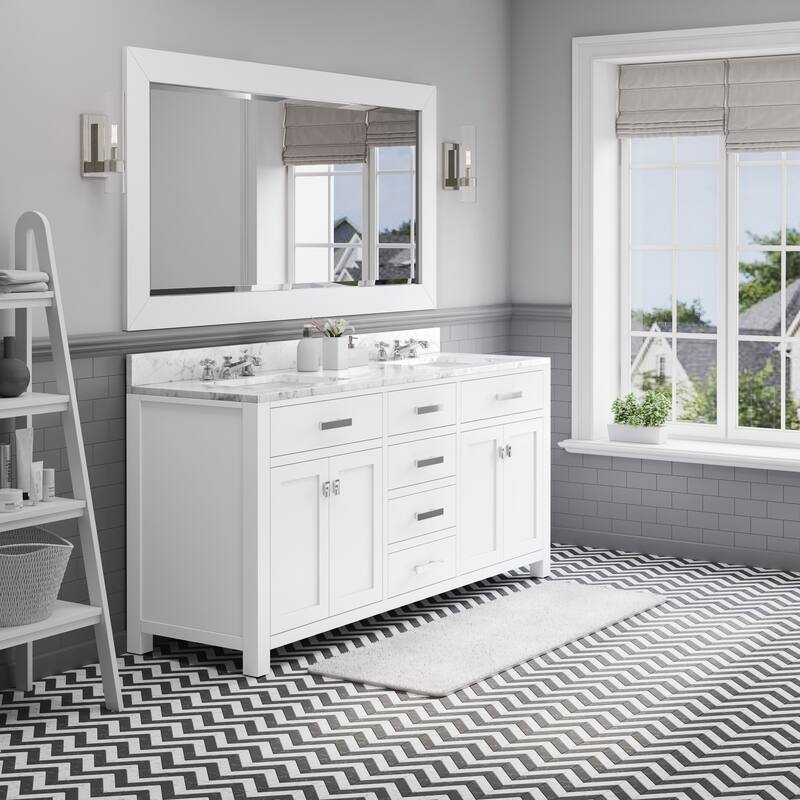 Water Creation Madison 72-inch Solid White Double Sink Bathroom Vanity