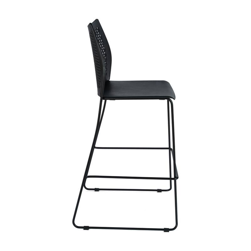 3 Pack Stackable Sled Base Barstool with Vented Back and Integrated Footrest - 19.75"W x 23.25"D x 44.25"H