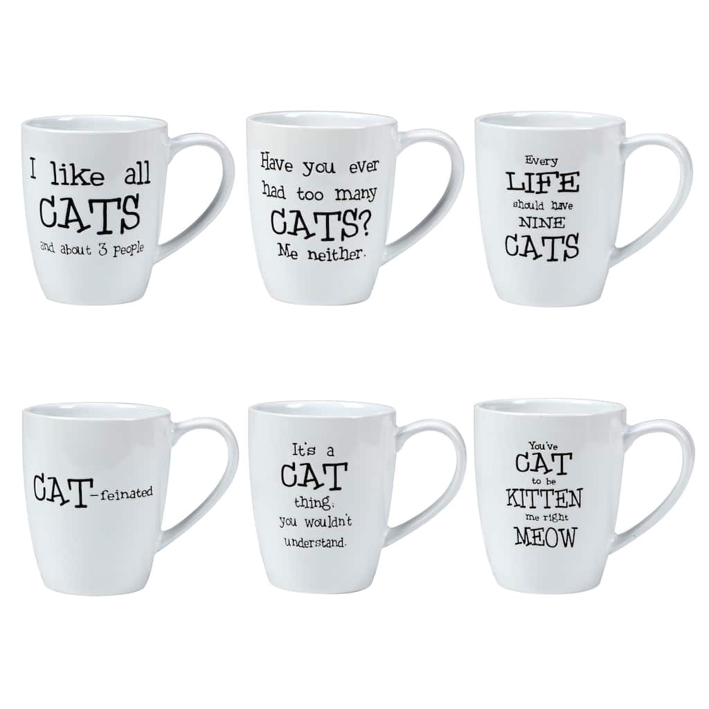 Certified International It's All in the Cattitude 22 oz. Mugs, 6 Assorted Saying