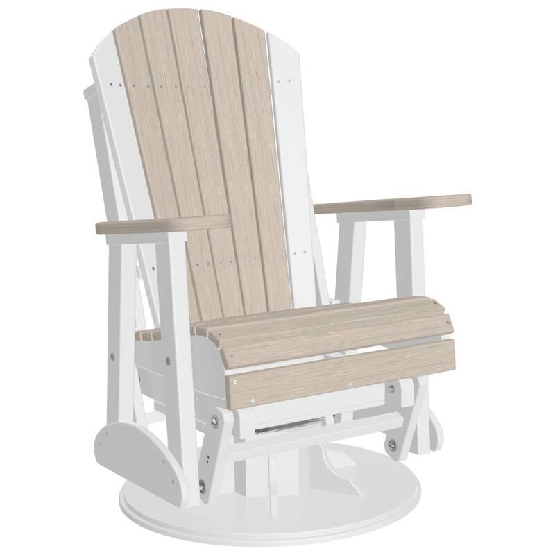 Poly Lumber Adirondack Swivel Glider Chair - Birch Woodgrain & White