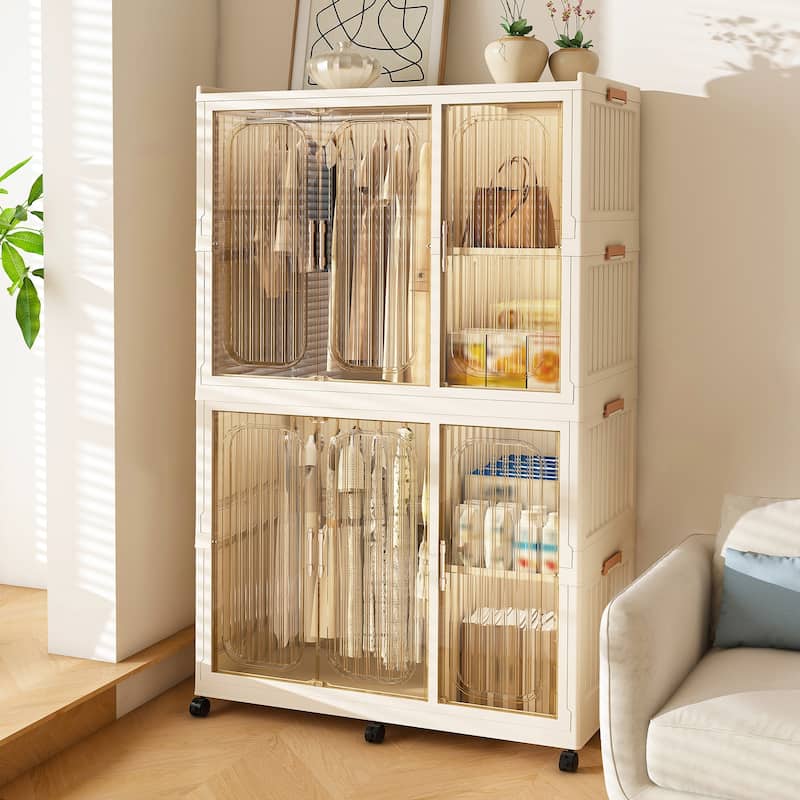 Portable Wardrobe Closet Organizer – 6 Magnetic Doors, 6 Storage Cubes & 2 Hanging Rods – Includes 6 Hangers