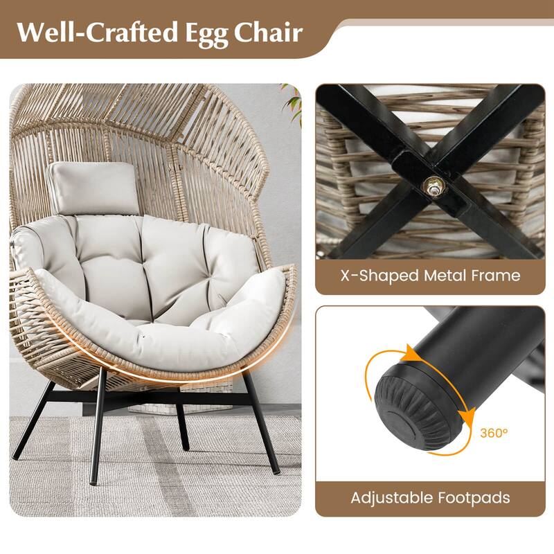 Costway Oversized Egg Style Chair with Cushions & Headrest Heavy-Duty - See Details