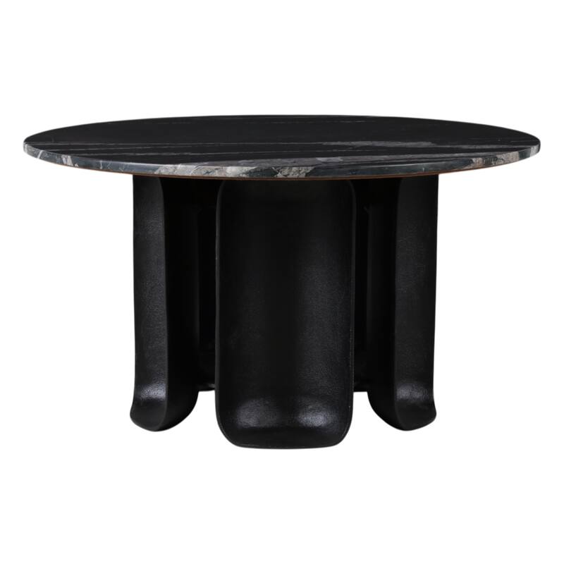 Marble Coffee Table Round Sculptural Pedestal - 30" Black - 30.0"