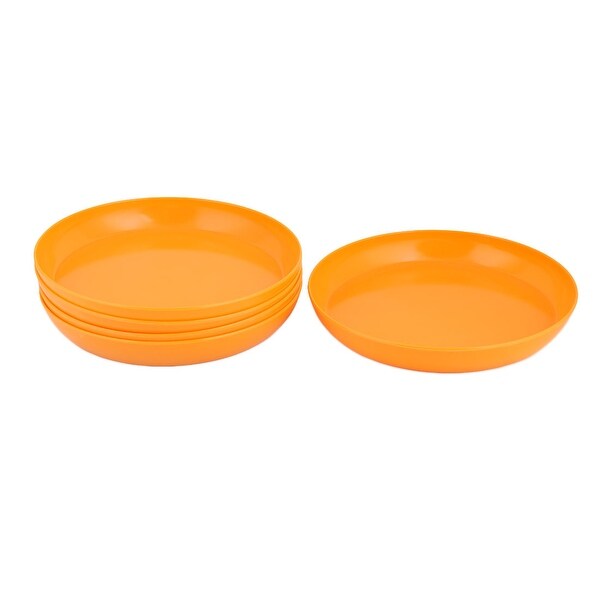 Outdoor Garden Melamine Round Flower Pot Holder Tray Orange 10.2 Inch Dia 5pcs