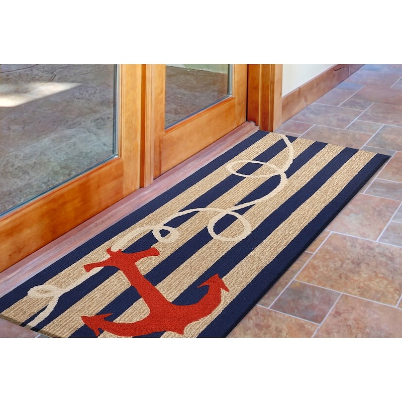 Liora Manne Frontporch Anchor Indoor/Outdoor Rug Navy 2'6 x 4'