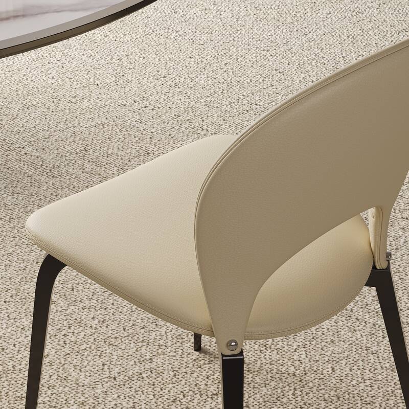 Dining Chairs with Metal Legs & Backrest with 2 pieces - Light Brown