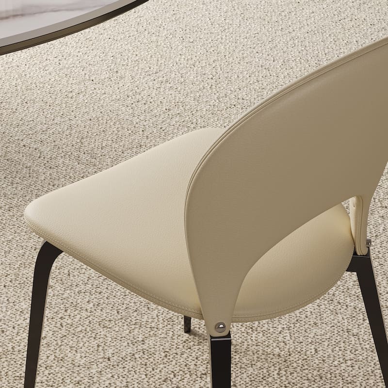 Upholstery Dining Chairs Set of 2 - Beige+White