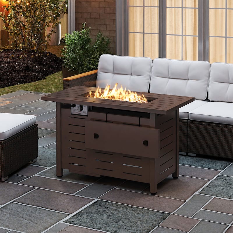 Costway 40-Inch Outdoor Propane Fire Pit with Lava Rocks Removable Lid - See Details