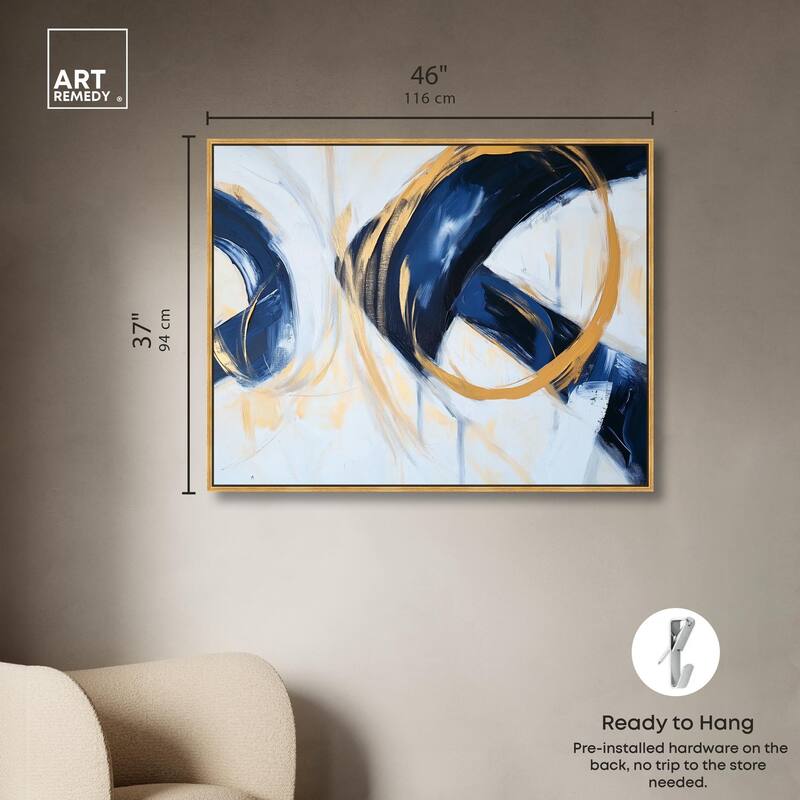 Navy and Gold Rings II Canvas by Art Remedy