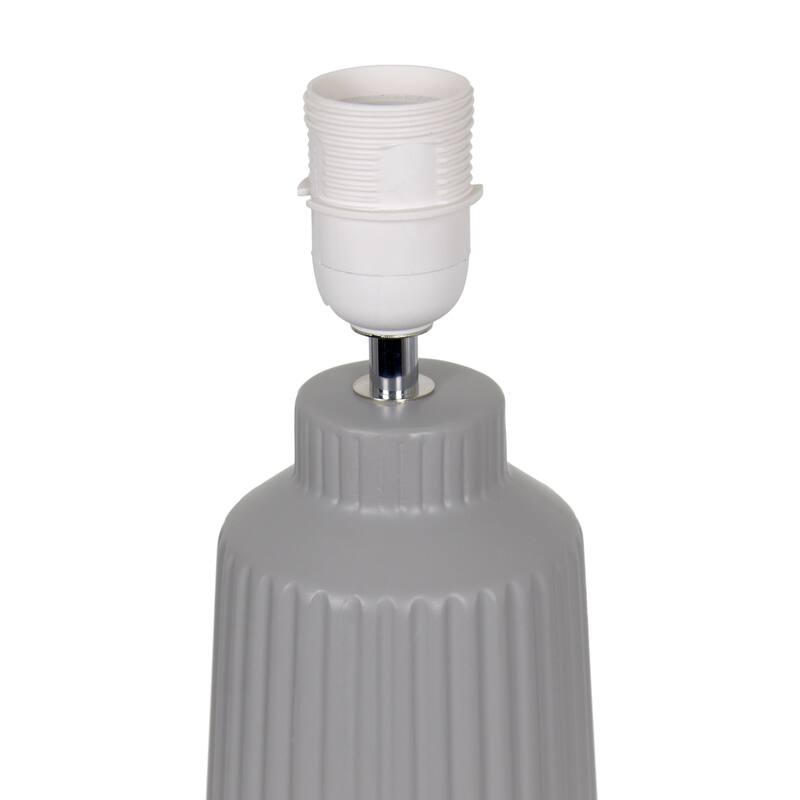Vertical Grooved Ceramic Table Lamp with Drum Shade - 16" - Gray