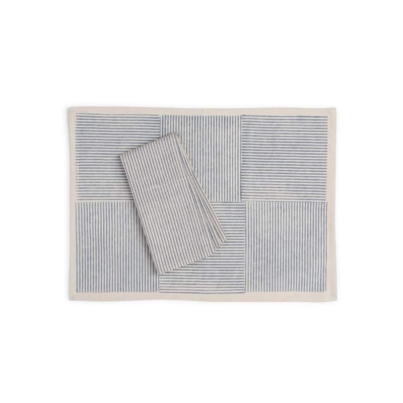 FIELDLINE Placemats - Hand Block Printed Kora (Unbleached Cotton), Fair Trade | Set of 4, 14"x20" by Sustainable Threads