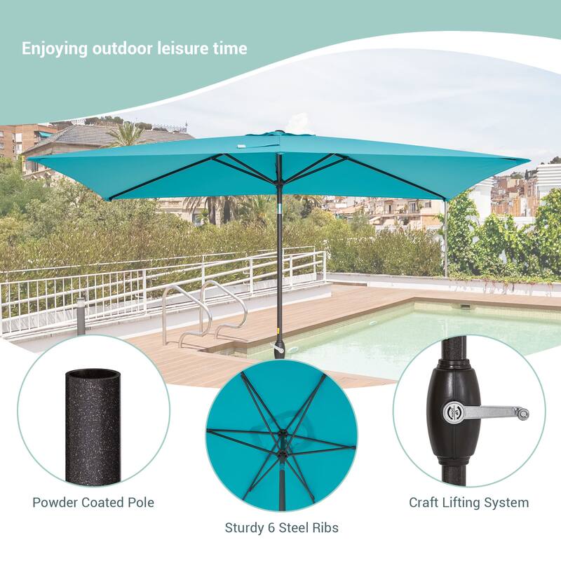 AOOLIMICS 10×6.5FT Rectangular Patio Umbrella with UV Protection, Easy Tilt, and Wind-Resistant Features
